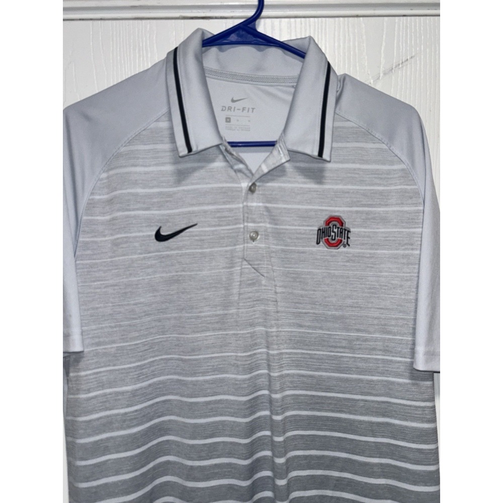 Ohio State Buckeyes Golf Polo‎ Shirt Mens medium Nike Dri-Fit Gray